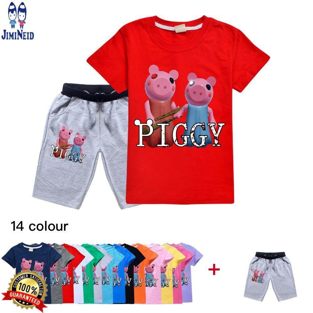 【JD】Summer Hot ROBLOX sale boys fashion suits Short-sleeved cotton T-shirt + shorts 2-piece set