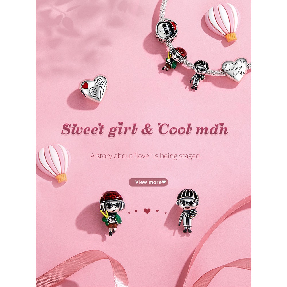 Hạt phụ kiện Bamoer Scc1991  bạc 925 họa tiết hoạt hình bé trai thời trang quyến rũ dùng làm vòng tay thủ công