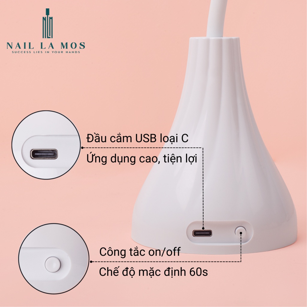 Máy hơ gel 1 ngón hình bông hoa dễ thương xoay 360 độ - máy hơ gel mini nhỏ gọn, tiện lợi (kèm dây sạc USB)