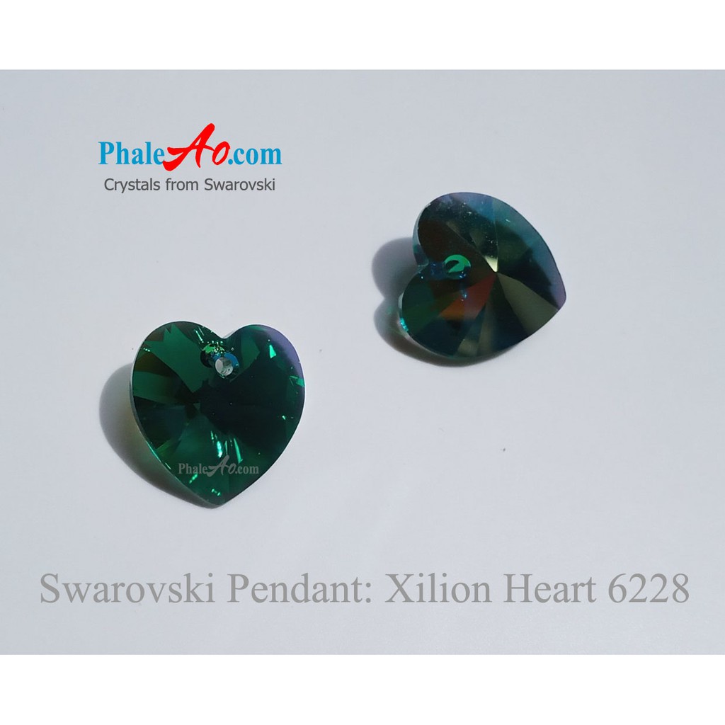 Swarovski Xilion Heart-Pendant 6228 – mặt dây chuyền pha lê hình trái tim xanh