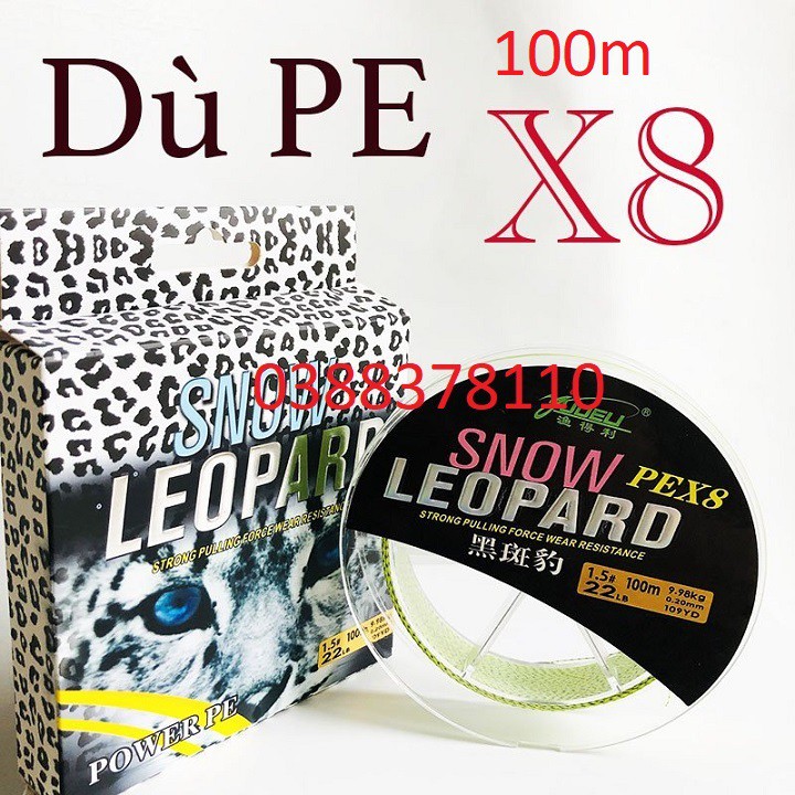 Dây Dù Câu Cá Snow LeoPard PE X8 - 100m - DD12