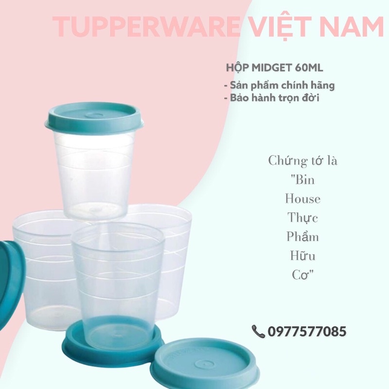 Hộp Midget 60ml Tupperware, Hộp Đựng Thuốc, Mỹ Phẩm, Kẹo, Nước Chấm Hoàn Toàn Kín Nước, Nhựa Nguyên Sinh