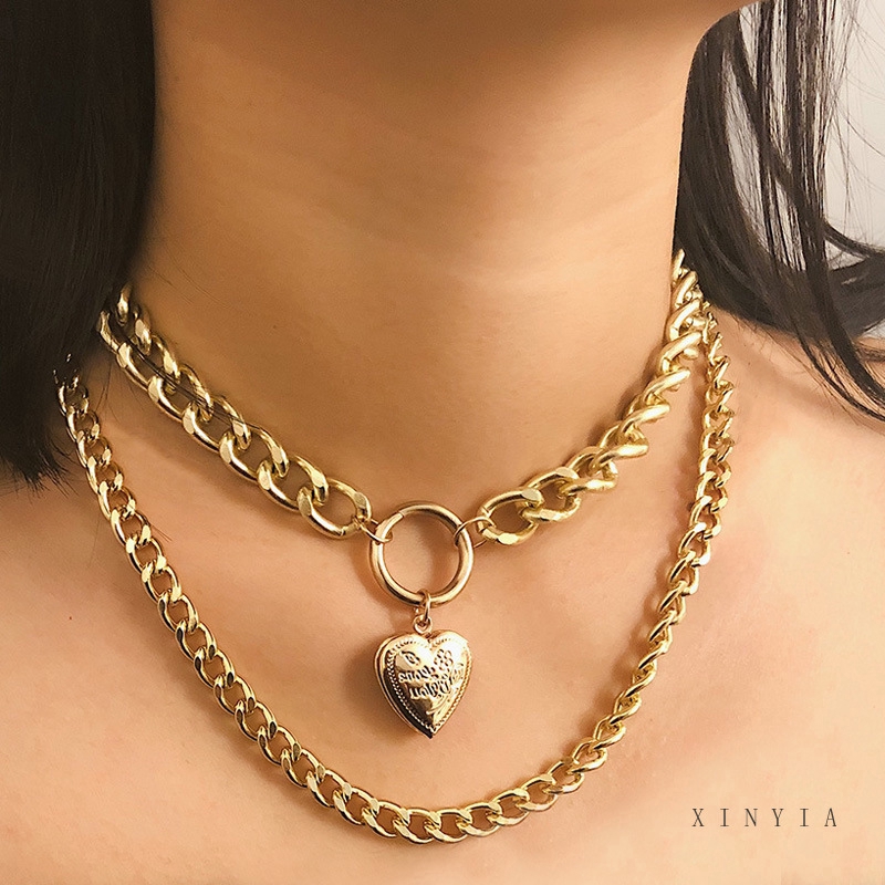 Vòng Cổ Choker Hai Lớp Mặt Hình Trái Tim Thời Trang Cho Nữ
