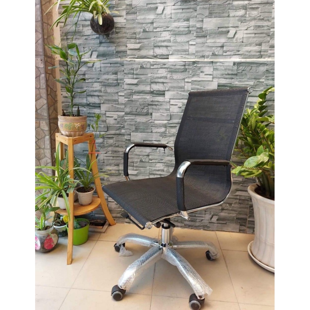 Ghế văn phòng chân xoay lưng lưới trung chân mạ TM09