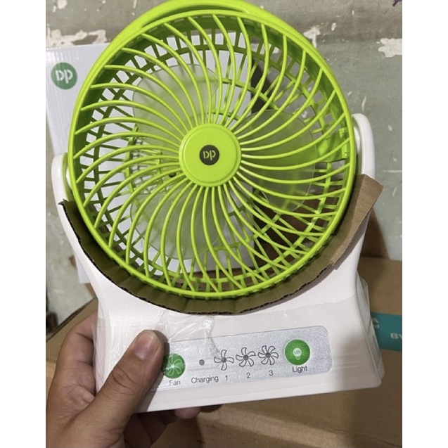 ✨ QUẠT SẠC SIÊU MÁT DP 7605 - 3 TỐC ĐỘ GIÓ CÓ ĐÈN LED BÊN HÔNG