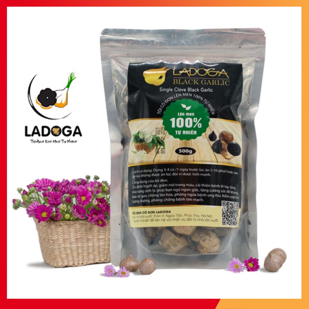 500g Tỏi đen LADOGA lên men tự nhiên [ tỏi túi Ladoga ] - túi loại 2