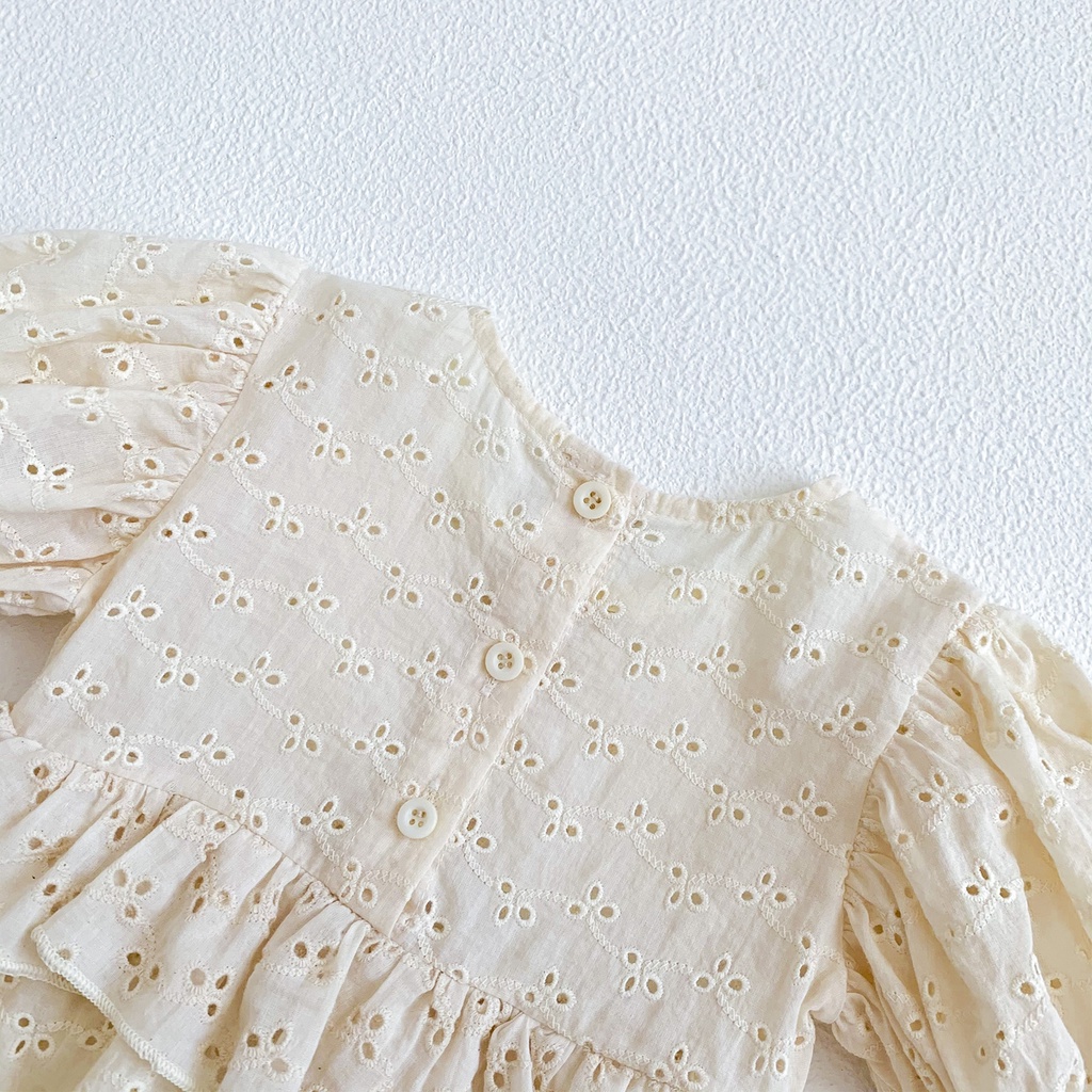 Bộ Áo Liền Quần + Băng Đô Nơ Tay Ngắn Dễ Thương Thời Trang Mùa Hè Cho Bé Gái