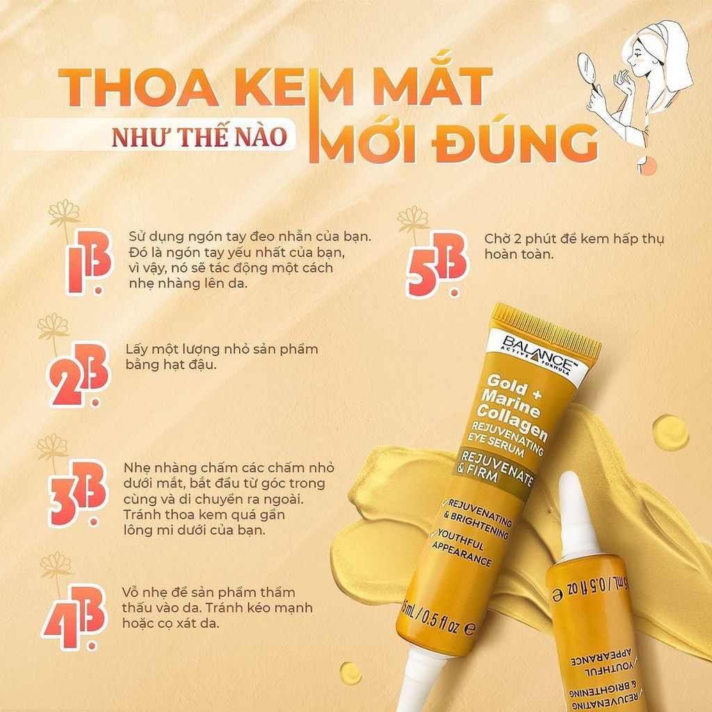 Tinh Chất Dưỡng Mắt, Giảm Nếp Nhăn Balance Active Formula Gold marine Collagen Serum 15ml - [MẮT]