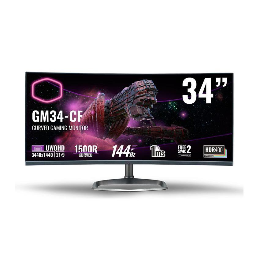 Màn hình Cooler Master GM34-CW (34 inch/2K/VA/144Hz/1ms/400 nits/HDMI+DP/Loa/GSync+FreeSync2) | BigBuy360 - bigbuy360.vn