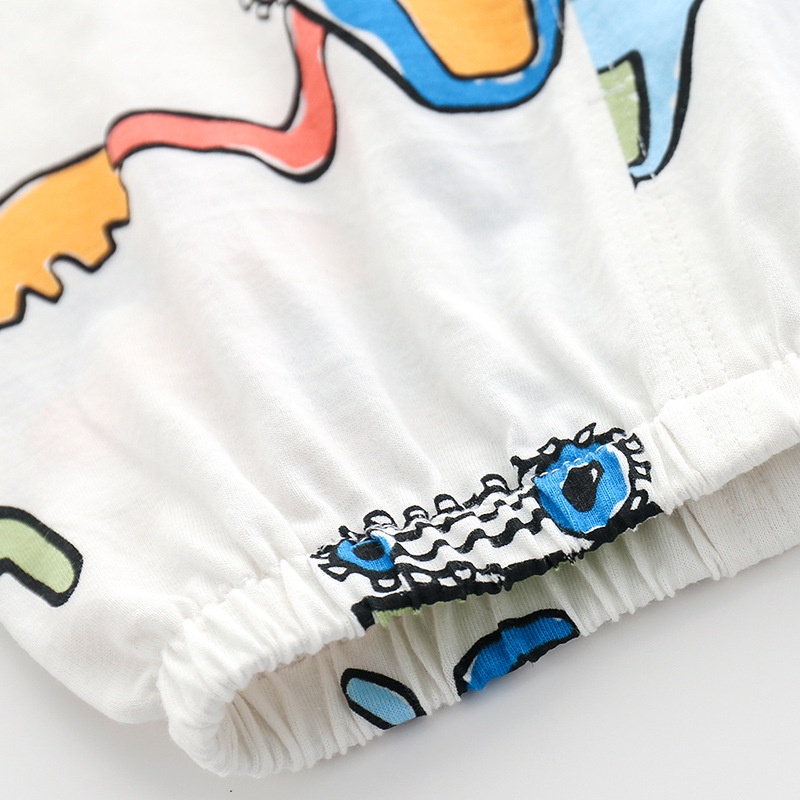 soffny Bộ Đồ Ngủ Áo Thun Tay Ngắn Phối Quần Short Vải Cotton Thời Trang Mùa Hè Cho Bé