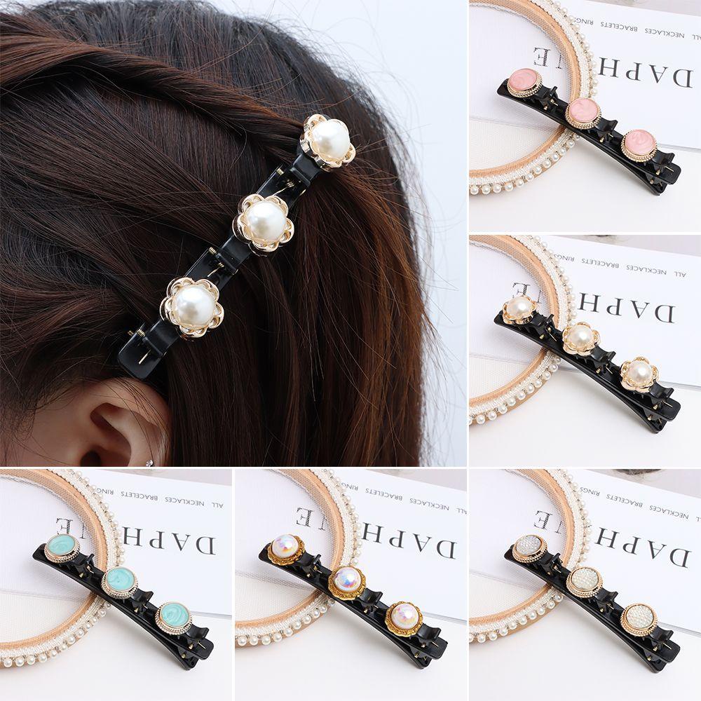 Kẹp Tóc Hình Hoa Đính Ngọc Trai Hai Lớp Thời Trang Cho Nữ
