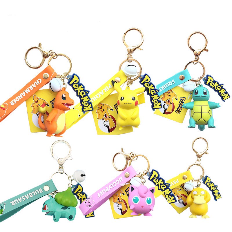 Móc khóa móc túi pokemon 3D chính hãng pikachu psyduck chamander dùng làm quà tặng, phụ kiện dễ thương