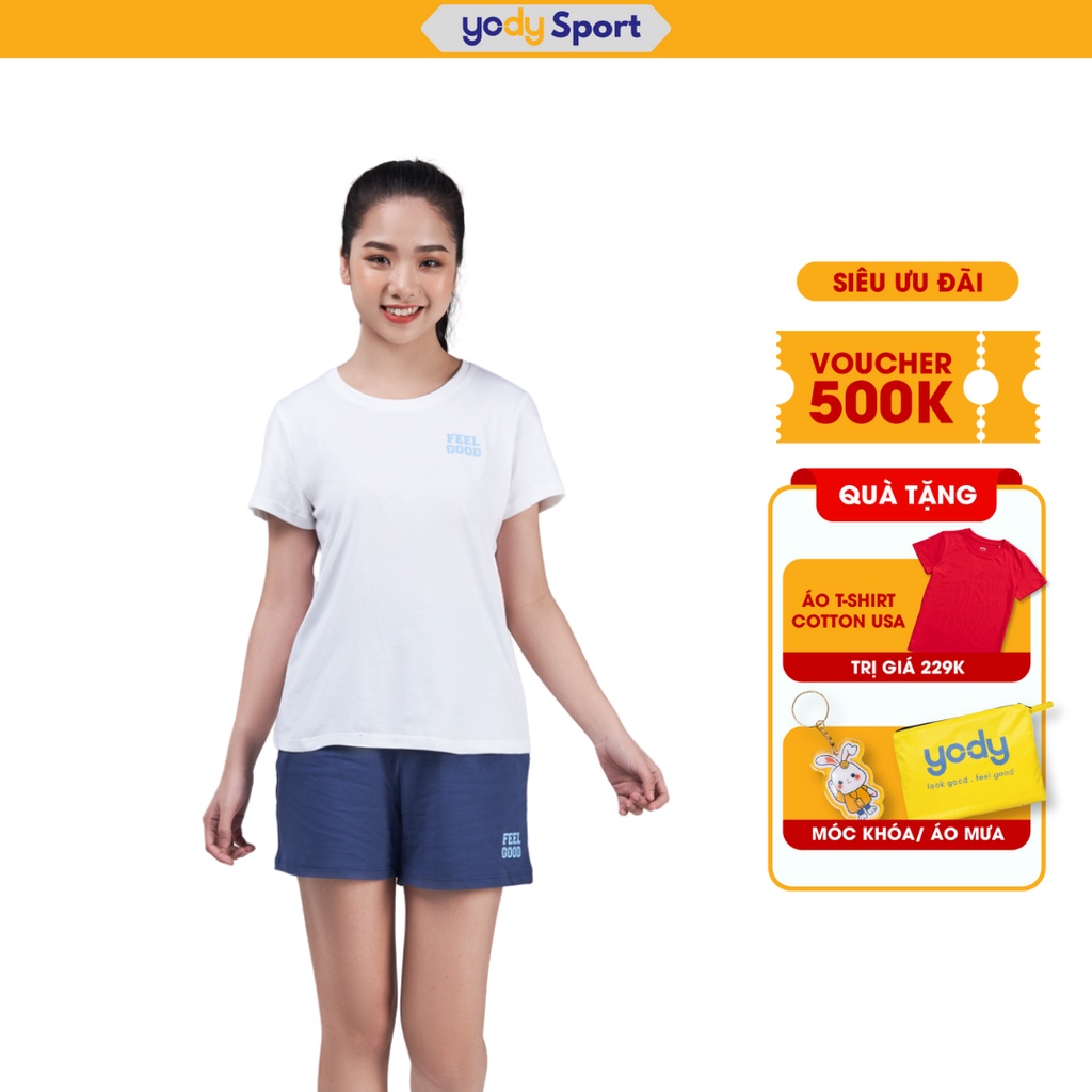 Bộ đồ nữ Yody mặc ở nhà quần đùi áo phông chất liệu cotton co giãn tốt siêu thoáng mát BDN5068
