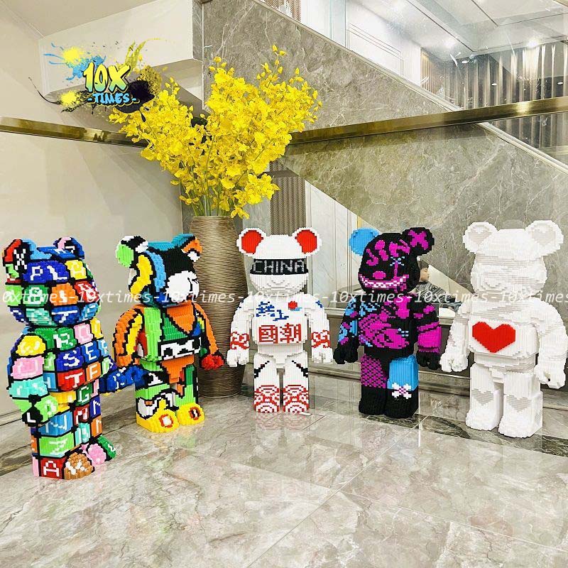 (55cm sẵn) mô hình lắp ráp gấu Bearbrick Jinx, Boom, Love, Monter, sưu tầm có đèn làm quà tặng, decor phòng