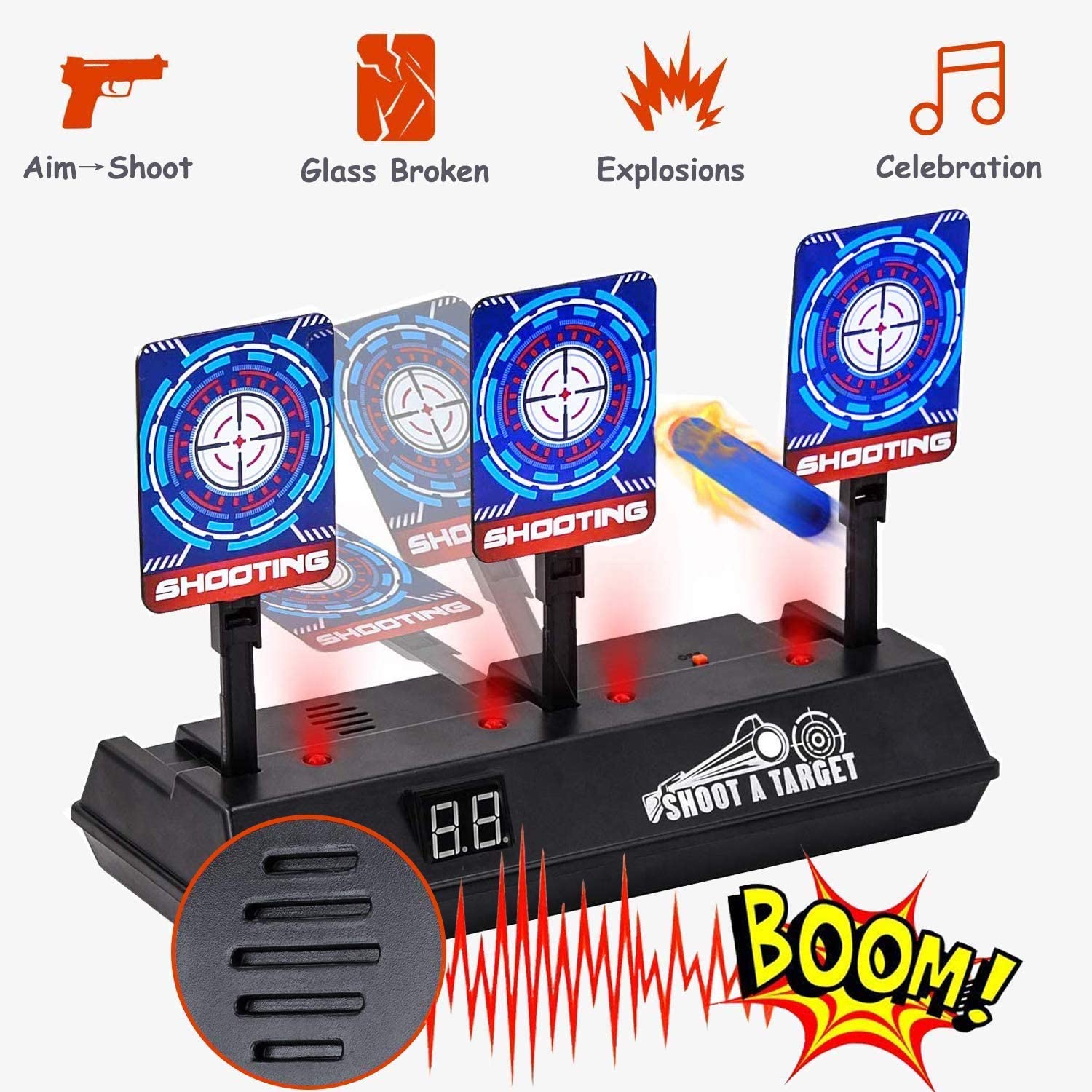 Bia Mục Tiêu Điện Tử Tự Động Phát Âm Thanh Và Ánh Sáng Cho Súng Nerf N-strike Elite / Mega / Rival Series