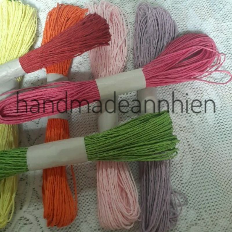 12 mét dây bố giấy 2mm, có kim tuyến hoặc không kim tuyến - Nhiều màu
