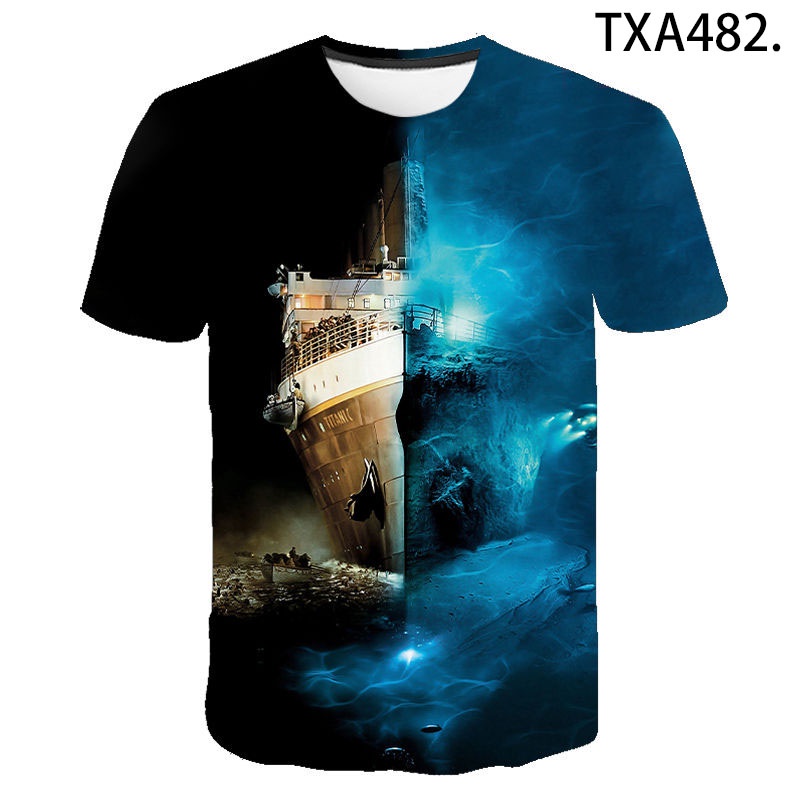 Áo Thun Tay Ngắn In Hình Tàu Titanic 3D Thời Trang Mùa Hè Cho Bé
