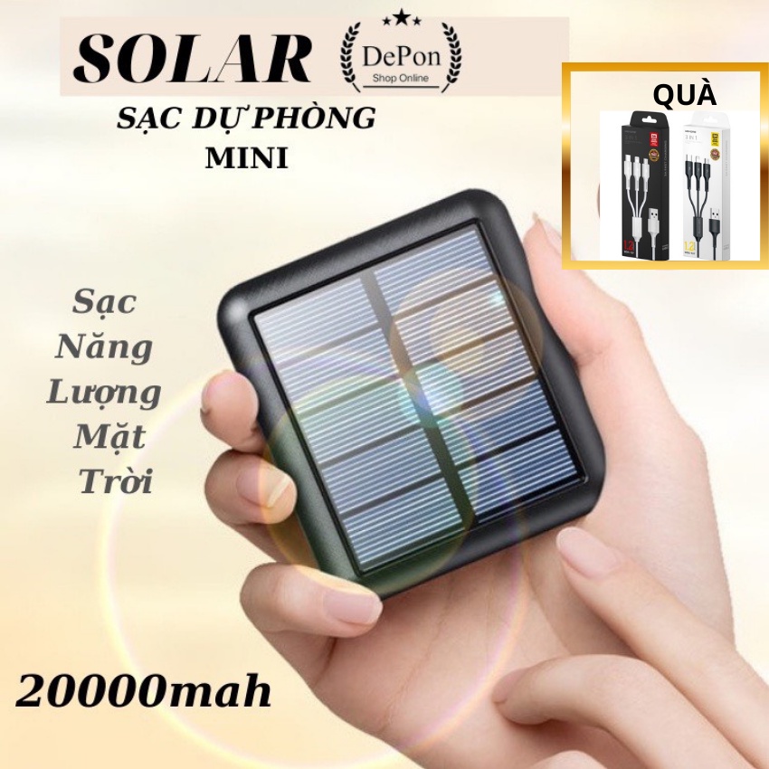 Sạc Dự Phòng,Pin Sạc Dự Phòng 20000mah,Sạc Năng Lượng Mặt Trời,Sạc Nhanh Pin Mini Nhỏ Gọn Tiện Mang Theo