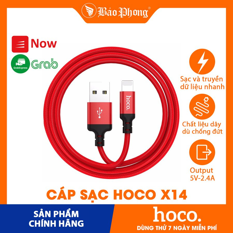 Cáp sạc dây dù HOCO X14 dành cho iP / TYPE C / Micro dài 1m / 2m điện thoại Samsung Oppo