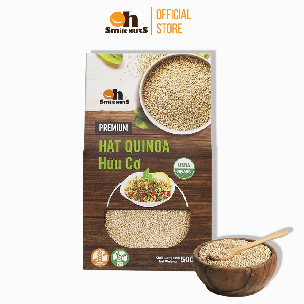 Hạt Quinoa (Diêm Mạch) Trắng hữu cơ Smile Nuts hộp 500g