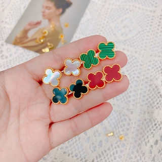Bông Tai Titan Nữ Cỏ 4 Lá Có Size To Và Nhỏ Không Đen Không Gỉ TT 4409