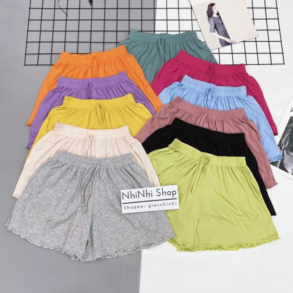 Quần short thun xòe trơn cạp chun, Quần ngủ vải cotton mịn mát co giãn QS0755 - ThuyClothing