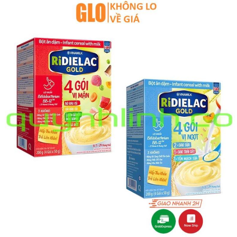 Bột ăn dặm RIDIELAC GOLD 4 Vị Mặn / Ngọt 200g