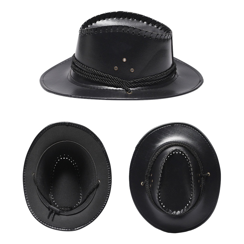 Mũ Cao Bồi Chống Gió Vành Rộng Có Dây Buộc Phong Cách Cao Bồi Phương Tây Tinh Tế ONERI Cho Unisex