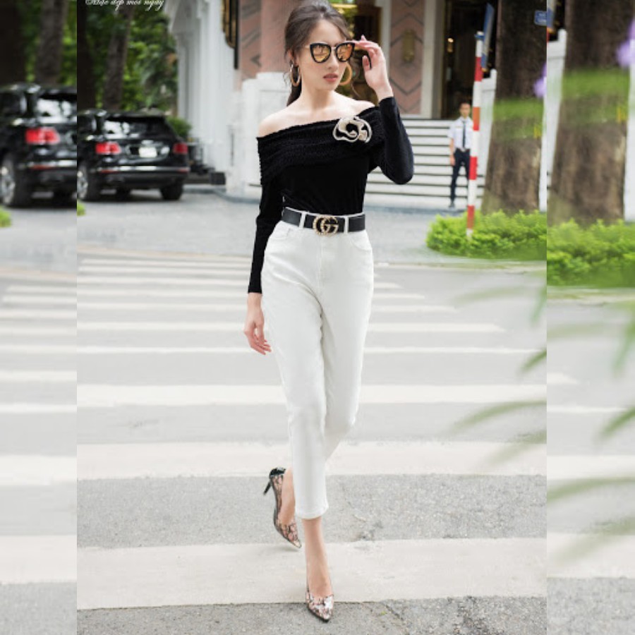 Jean baggy nữ cao cấp H&H Lurury - Quần jean trắng baggy công sở cạp vừa trẻ trung | BigBuy360 - bigbuy360.vn