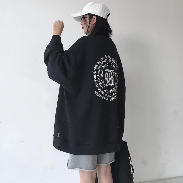 Áo Sweater Nữ Tay Dài Dáng Rộng Phong Cách Hàn Quốc Áo Sweater Form Rộng Dễ Thương Cho Nữ BERE 3 Màu Đen Trắng Xám 10017