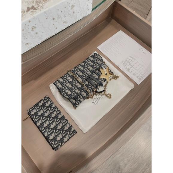 Ví clutch Dior kèm ví nhỏ và charm sao hàng super fullbox nam châm