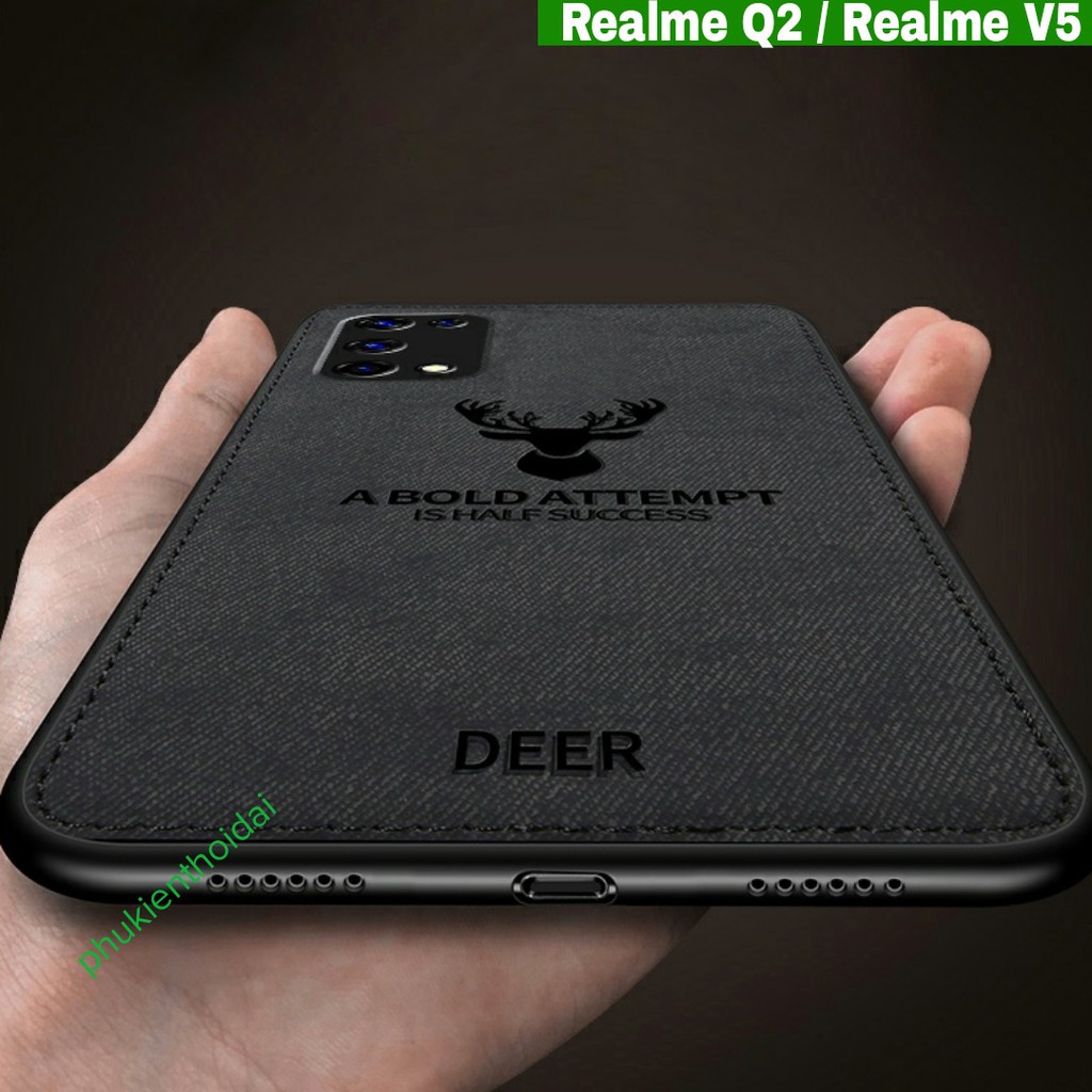 Ốp lưng Realme Q2 / V5 FREESHIP Từ 50k chống sốc vân vải hươu nai cao cấp
