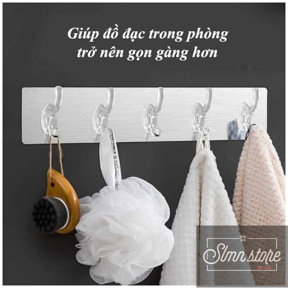 Thanh dẻo 6 móc treo đồ dán tường nhà tắm, nhà bếp tiện lợi. Slmn_THANHDEO_6moc