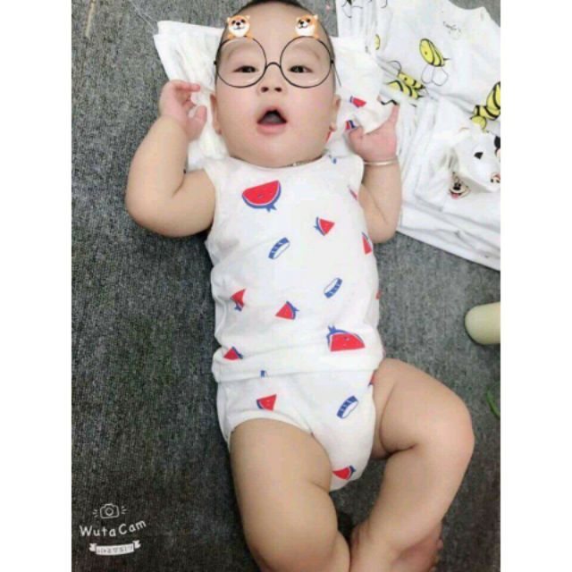Bộ ba lỗ quần chip cotton thoáng mát cho bé trai bé gái (từ 0 - 30 tháng)