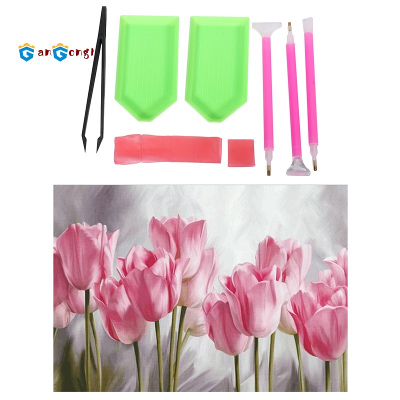 1 Bộ Tranh Thêu Chữ Thập & 1 Bộ Hoa Tulip Hồng Kim Cương