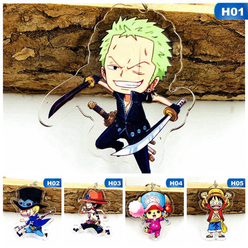 Móc khóa acrylic hai mặt hình hoạt hình One Piece xinh xắn