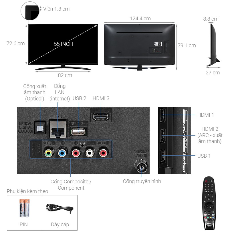Smart Tivi LG 4K 55 inch 55UN7400PTA (Miễn phí giao tại HCM-ngoài tỉnh liên hệ shop)