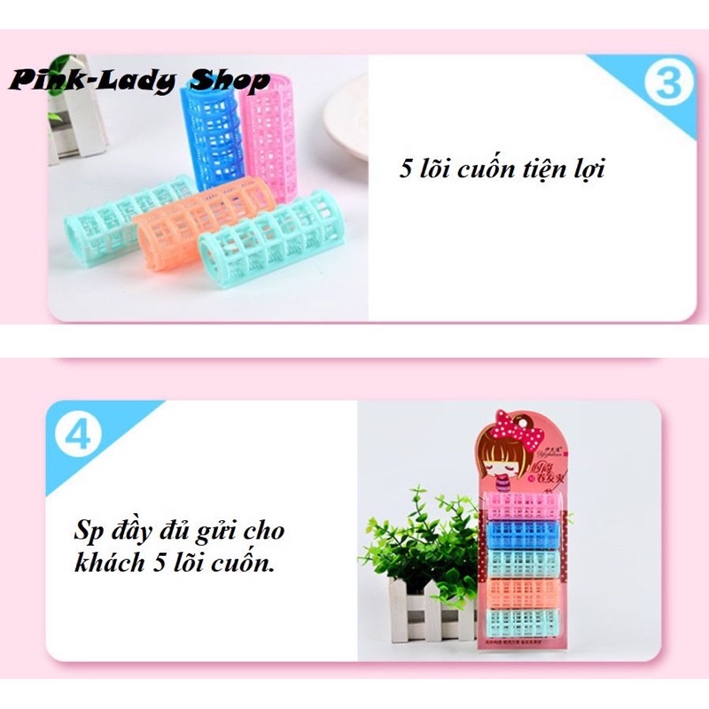 [Giá hủy diệt] Combo 05 Lô uốn tóc tự dính có kẹp đỡ, lô uốn tóc xoăn lõi nhựa.