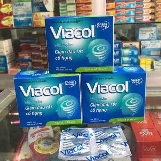 Thực phẩm chức năng khác Kẹo ngậm không đường Viacol giảm đau rát họng hộp 20viên