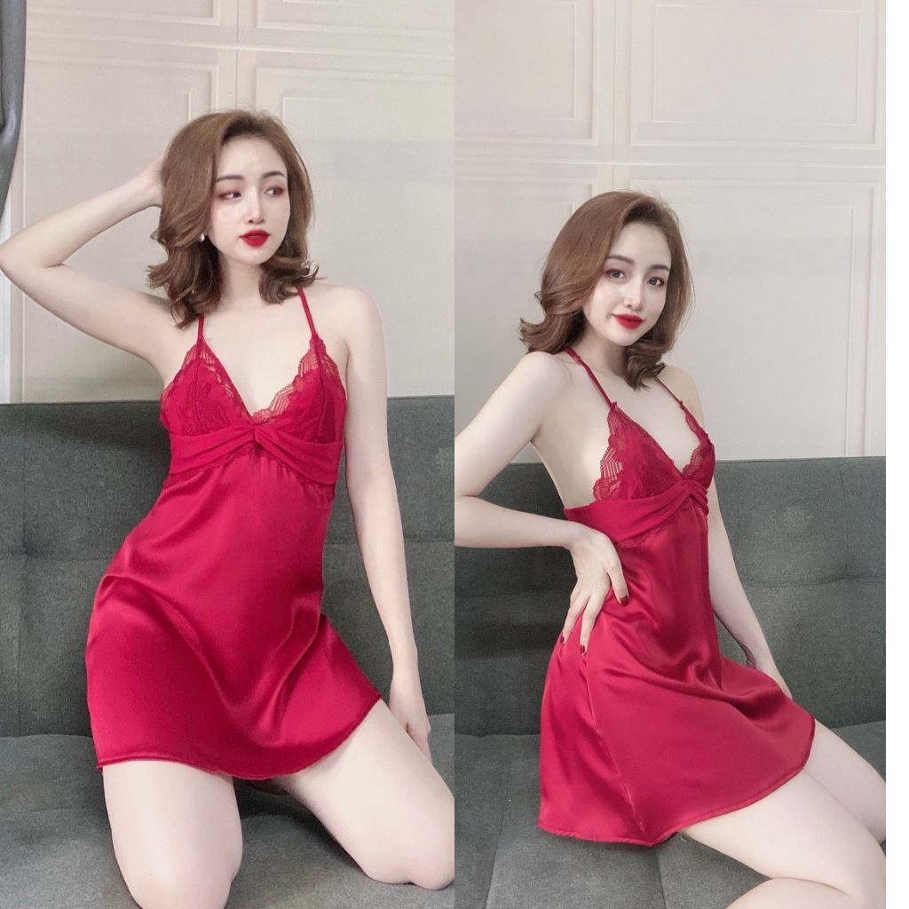 Váy ngủ sexy MIKY  Đầm ngủ sexy lụa Satin Chất Siêu Mát Dáng Siêu Xinh &lt;60kg
