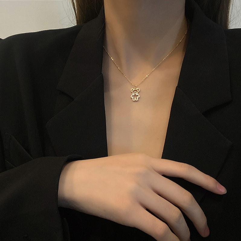 ✨✨Vòng cổ mặt hình gấu đính đá zircon dễ thương