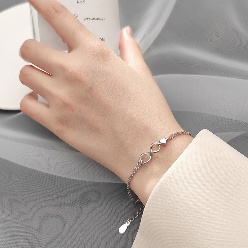 Vòng tay bạc AURA nữ lắc tay kiểu dáng vô cực đơn giản-AURASILVER-LT09