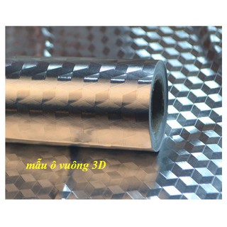 3m khổ 60cm giấy dán bếp tráng nhôm cách nhiệt có sẵn keo dán - ô vuông bạc