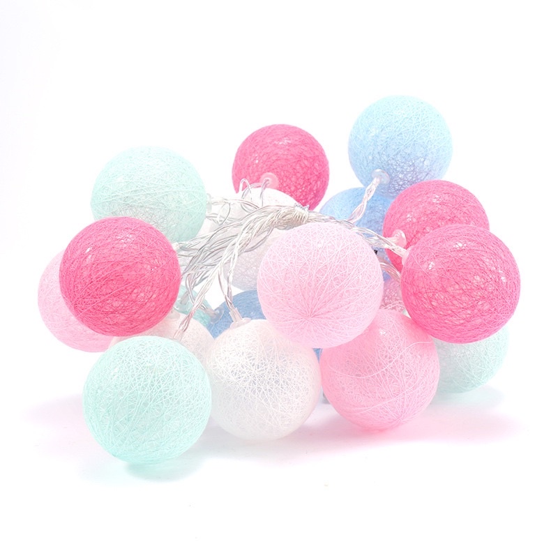 Dây đèn led trang trí 3mét 20 quả cầu mây mix màu đẹp mắt milkdecor-009