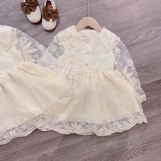 Đầm ren trắng be cho bé gái LS_DN312