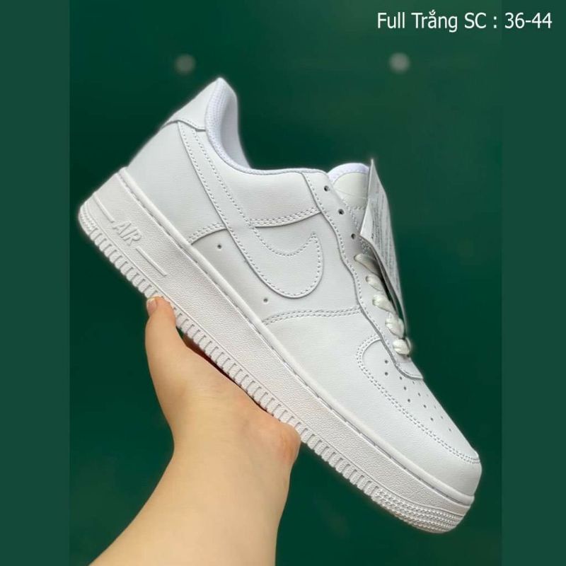 Giày thể thao nam nữ AF TRẮNG đế khâu, móc sắt, da mịn, tăng chiều cao, sneaker nam nữ