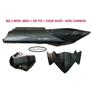 Combo 3 món (ốp pô ,ốp đầu đèn) Carbon gắn Winner