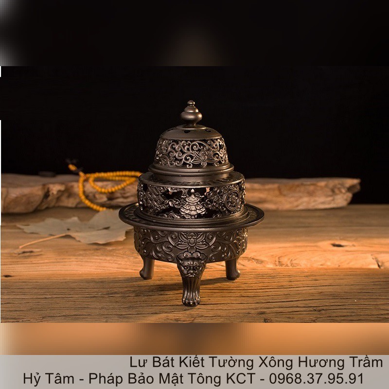 |Cao Cấp| Lư Mật Tông Bát Kiết Tường Xông Hương Trầm Bằng Hợp Kim Đồng