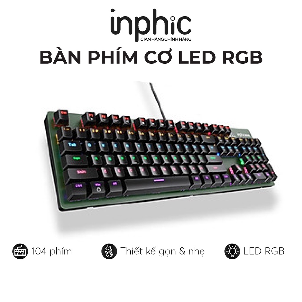 Bàn Phím Cơ INPHIC V910 Chơi Game Có Dây Chuyên Nghiệp LED RGB Mix Backlit 104 Phím - Chính Hãng