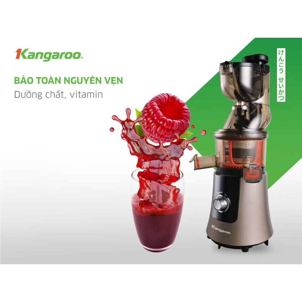 Máy ép chậm Kangaroo KG200SJF, ép kiệt 95%, đảo chiều chống kẹt bã, ống ép cỡ đại